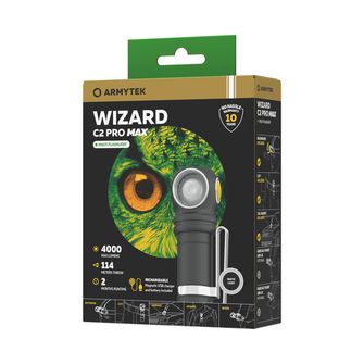 ArmyTek Wizard C2 Pro Max Magnet fehér LED-es kézi zseblámpa mágneses rögzítéssel 3720 lm 1440