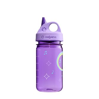 Nalgene Baby Water Bottle Grip-n-Gulp Sustain 0,35 L, fedővel, lila zenei zsiráffal