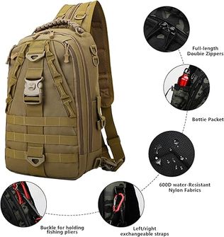 DRAGOWA TACTICAL Egypántos hátizsák Charlie 20 L, khaki színű