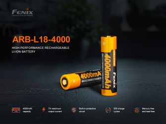 Fenix újratölthető akkumulátor Fenix 18650 4000 mAh (Li-Ion)