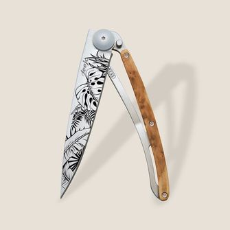 Deejo összecsukható kés Tattoo Wood Jungle