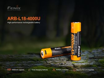 Fenix újratölthető USB-C akkumulátor Fenix 18650 4000 mAh (Li-Ion)