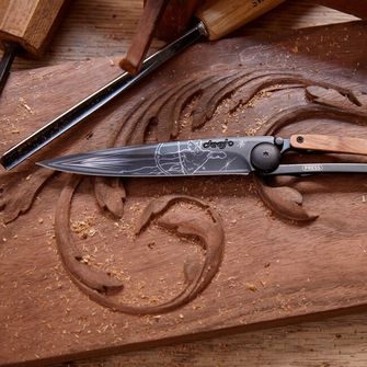 Deejo összecsukható kés Tattoo Black olive wood Sagittarius