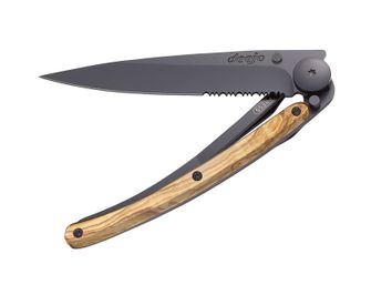 Deejo összecsukható kés Serration black olive wood