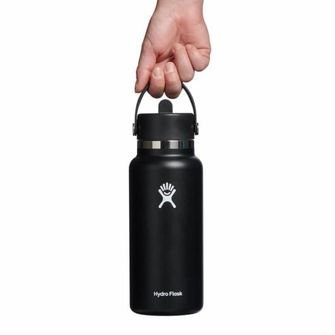 Hydro Flask Széles termo palack szájjal 32 OZ Wide Flex Straw Cap, fekete