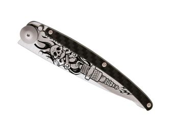 Deejo összecsukható kés Tattoo Serration titan carbon fiber Biker