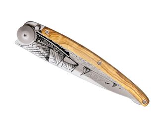 Deejo összecsukható kés Tattoo Wood Sailing