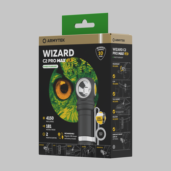 ArmyTek Wizard C2 Pro Max LR fehér LED-es zsebzseblámpa övcsipesszel, akkumulátorral 4150 lm