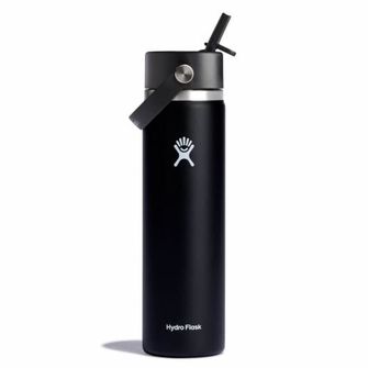 Hydro Flask Széles termo palack szájjal 24 OZ Wide Flex Straw Cap, fekete