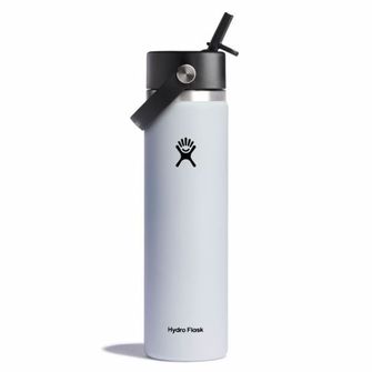 Hydro Flask Széles termo palack szájjal 24 OZ Wide Flex Straw Cap, fehér