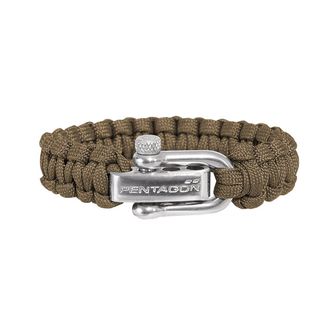 Pentagon paracord karkötő fém csattal, coyote