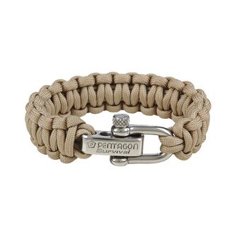 Pentagon paracord karkötő fém csattal, khaki