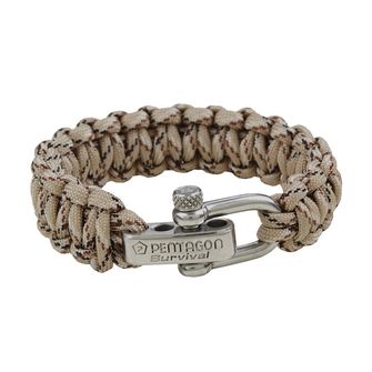 Pentagon paracord karkötő fém csattal, Khaki Spots