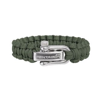 Pentagon paracord karkötő fém csattal, oliva